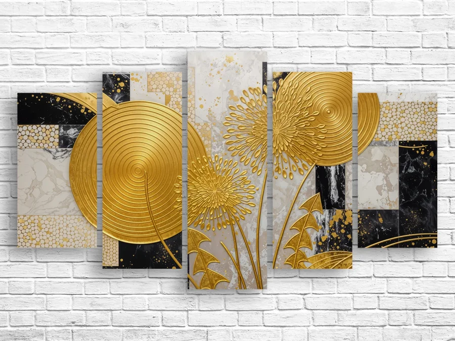 ✨ Tablou modular Păpădii aurii abstracte