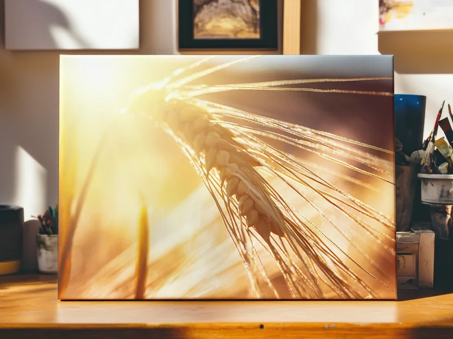 🌾 Tablou pe panza Spic de grau in razele soarelui