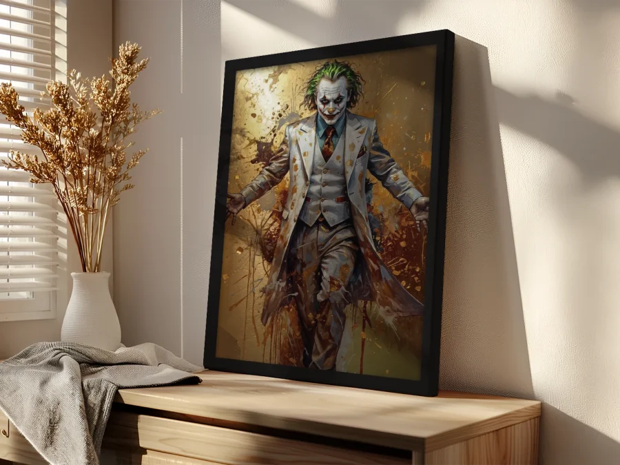 🎭 Картина Джокер с золотыми брызгами на холсте