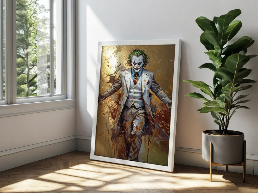 🎭 Картина Джокер с золотыми брызгами на холсте