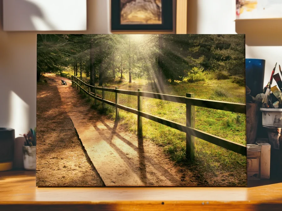 🌲 Картина Лесная тропа в солнечных лучах