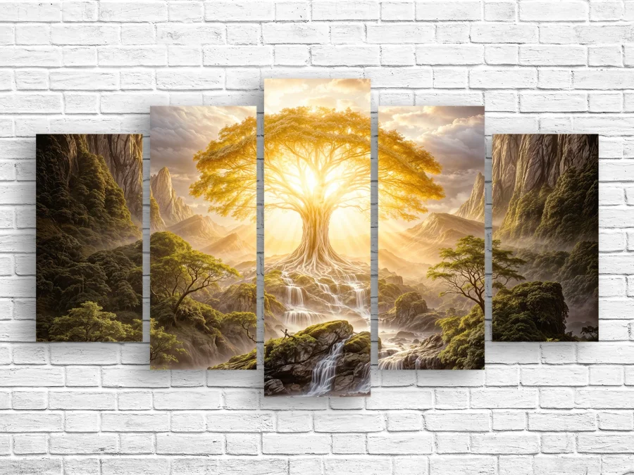 🌳 Tablou modular Pomul Vieții în munți