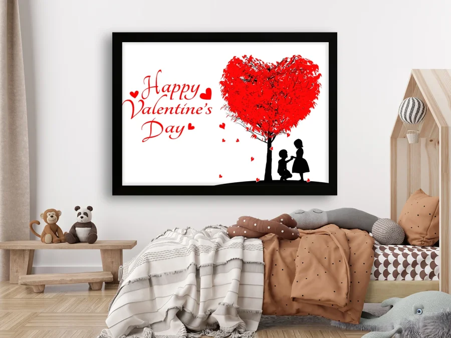 💘 Tablou „Happy Valentine’s Day cu copac inimă”