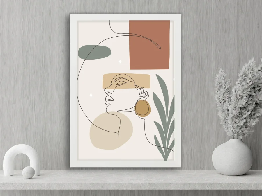 🌿 Картина «Абстрактный женский портрет с листьями»