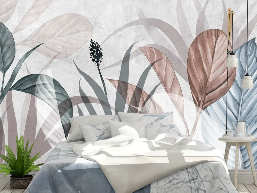 🌿 Fototapet „Frunze abstracte pastel”