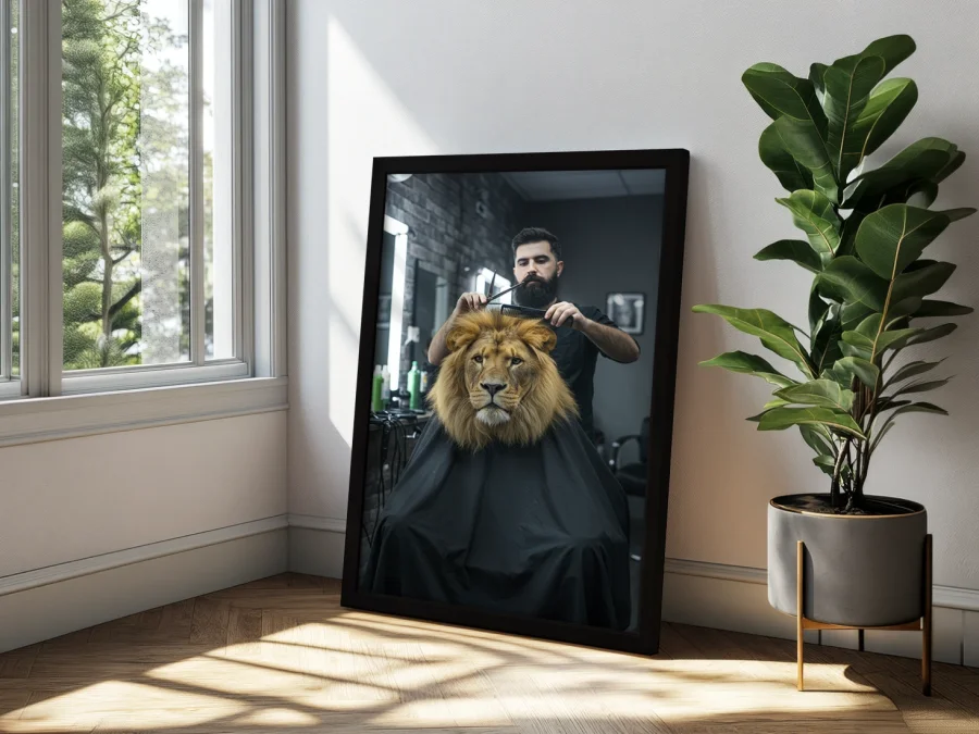 🦁 Leu la barber în ramă deschisă