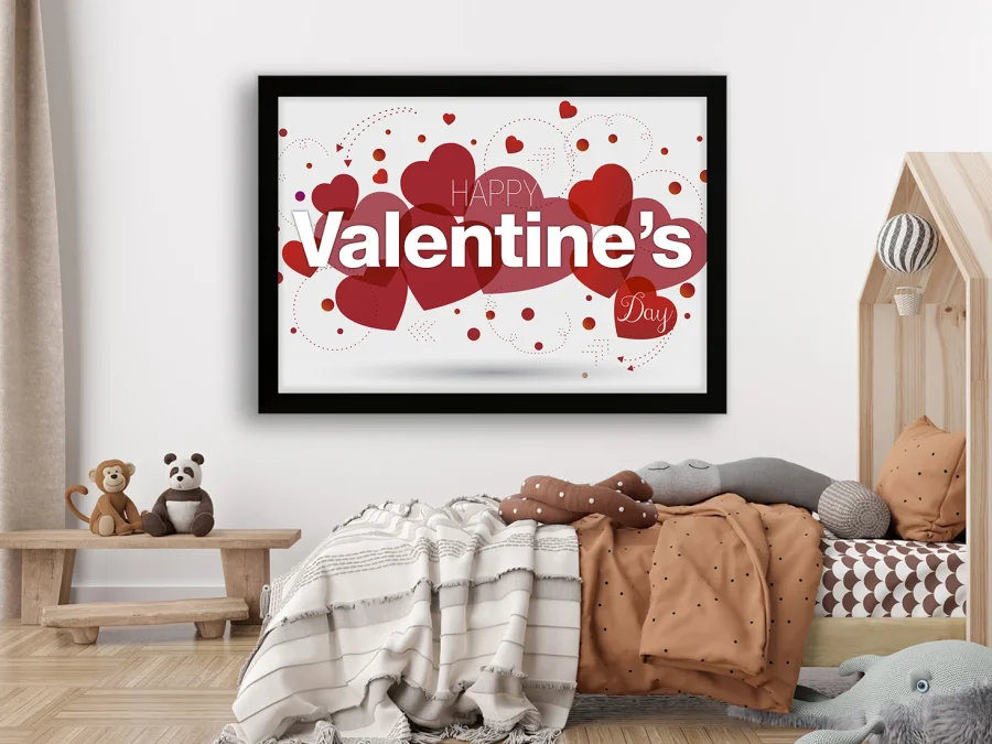 ❤️ Tablou „Happy Valentine’s Day cu inimioare”