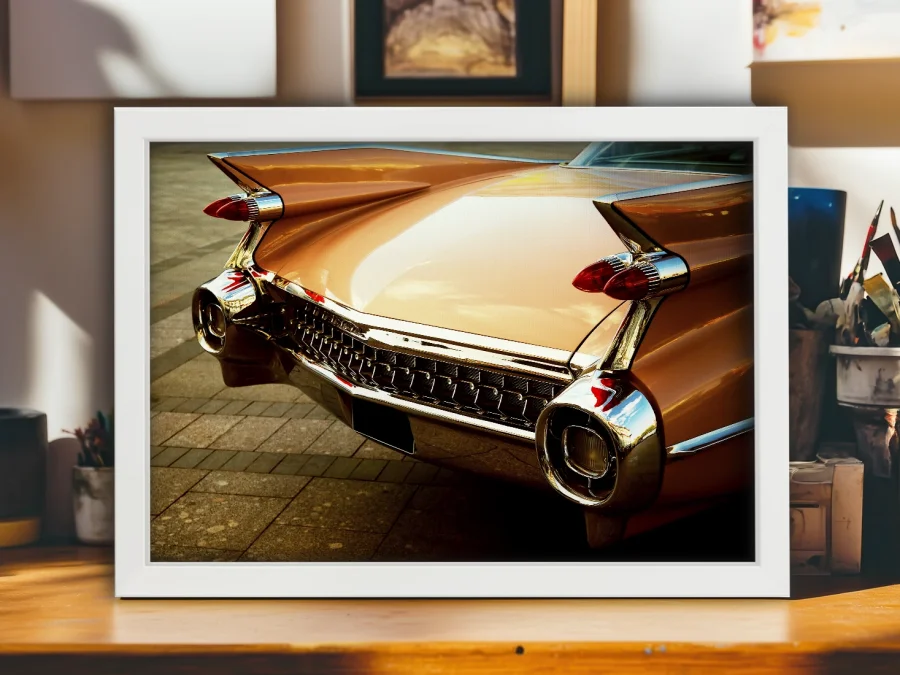 🚗 Картина Хвосты ретро Cadillac в раме на холсте