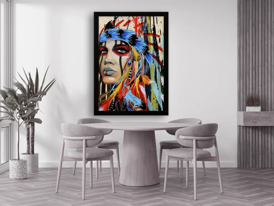 🪶 Картина «Портрет девушки с перьями этно арт»