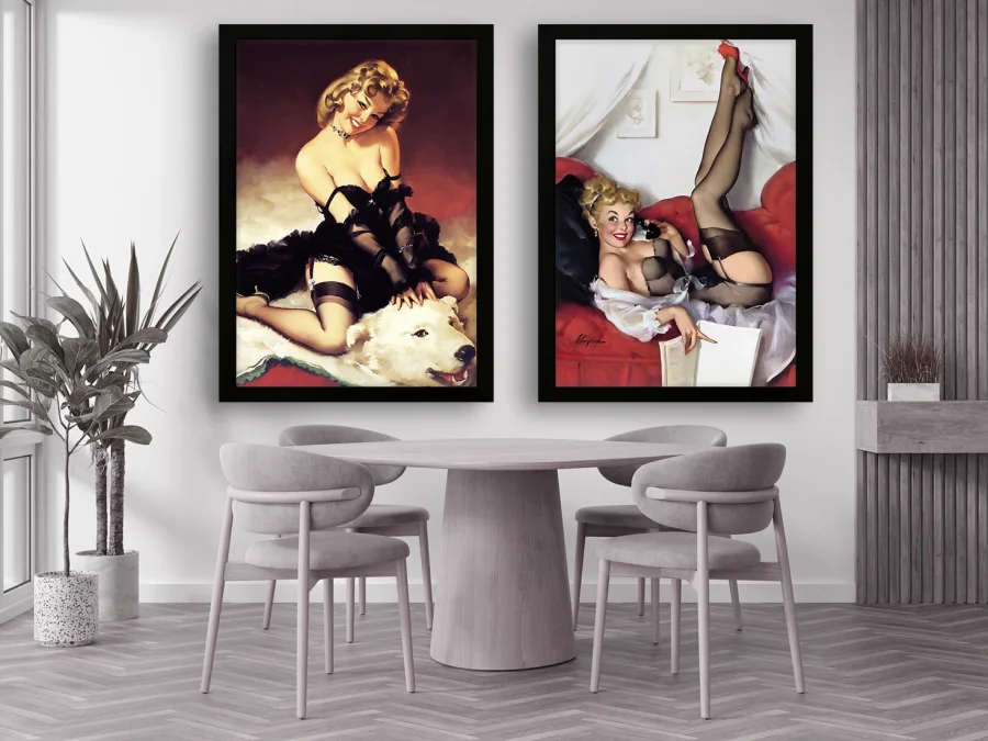 👠 Set tablouri pe pânză Fete pin-up set 2 buc în ramă