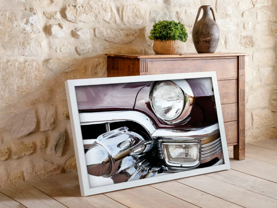 🚗Tablou faruri auto retro în ramă pe panza