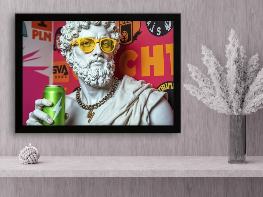 ⚡ Картина «Статуя с очками и напитком»