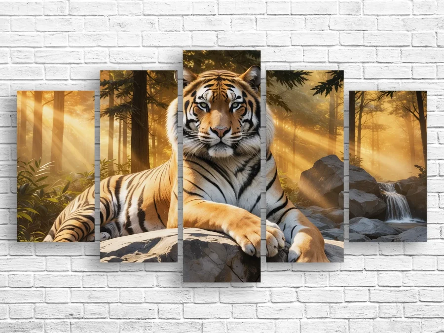 🐅 Tablou modular Stăpânul junglei: Tigru în razele soarelui