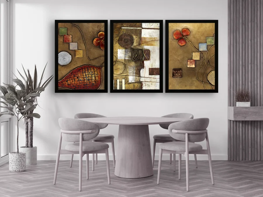 🎨 Набор картин Абстракция в белой раме 3 шт