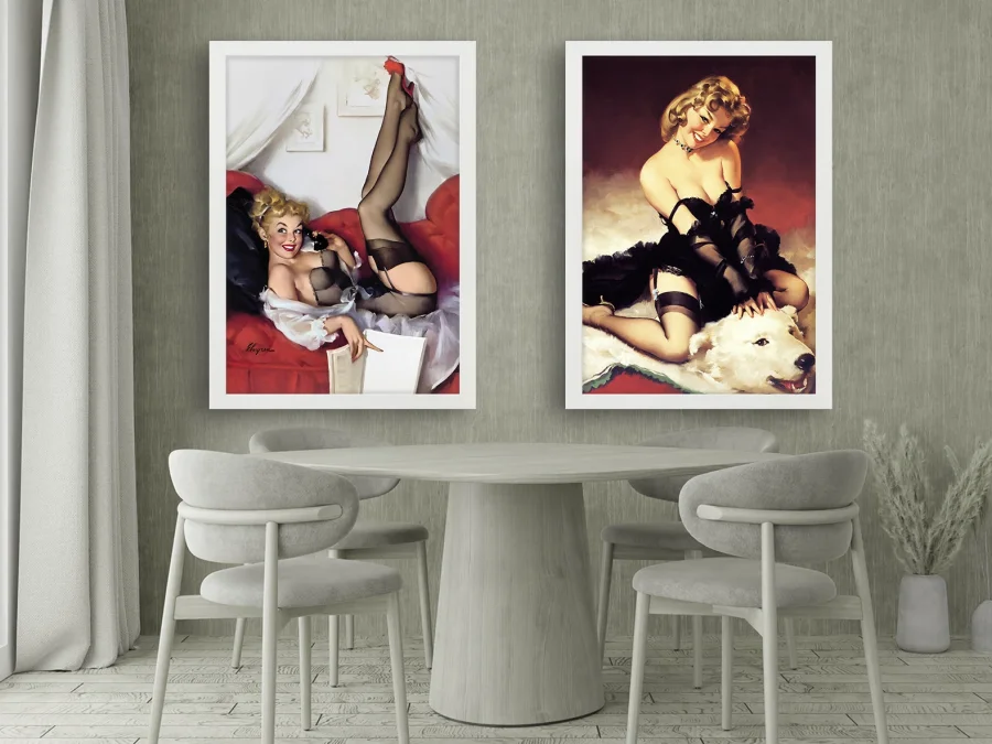 👠 Set tablouri pe pânză Fete pin-up set 2 buc în ramă