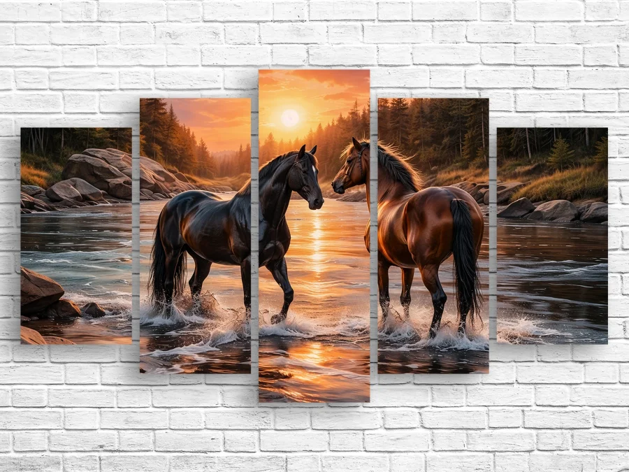 🐎 Модульная картина Грация коней в лучах заката