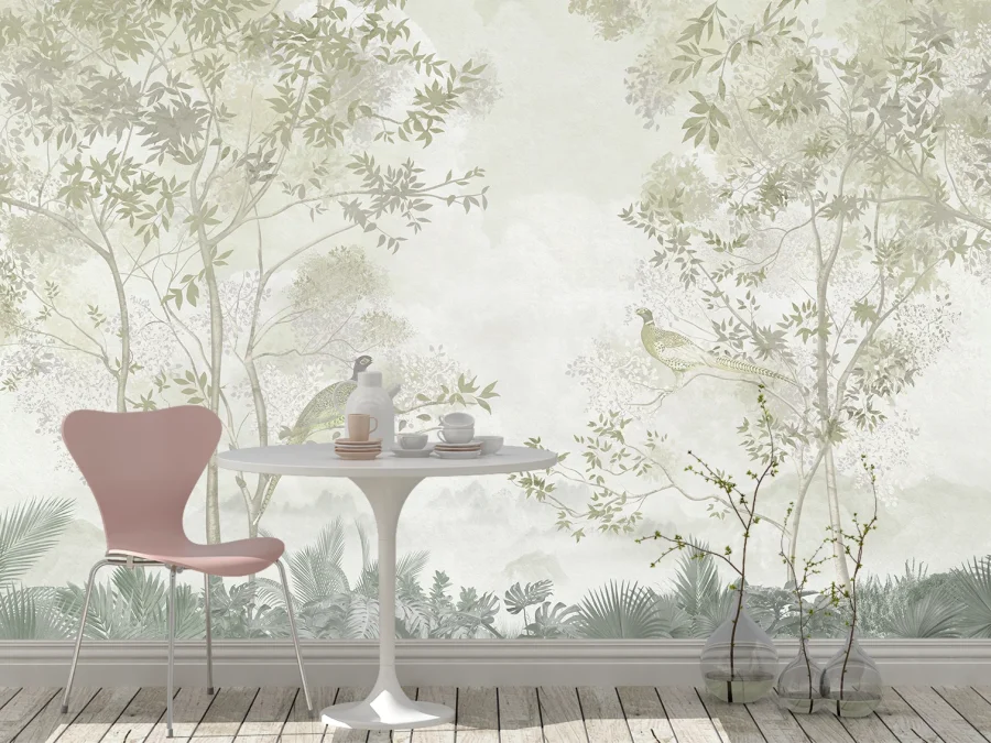 🕊️ Фотообои «Нежный лес с птицами»