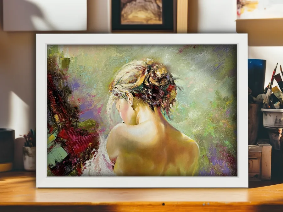 🌸 Tablou pe pânză Siluetă feminină cu ramă