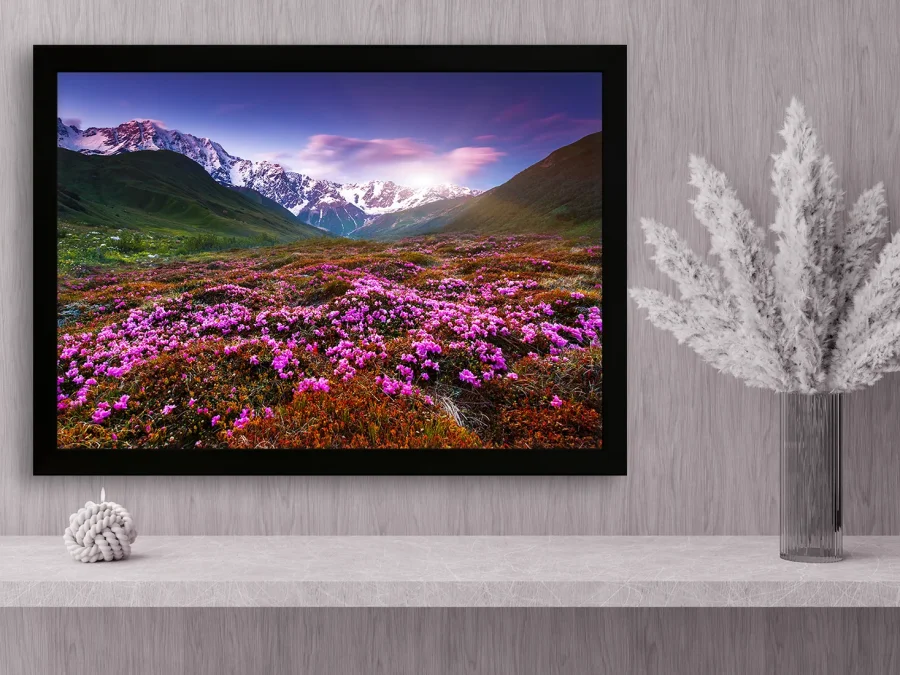 🌸 Tablou „Flori de munte cu vârfuri înzăpezite”