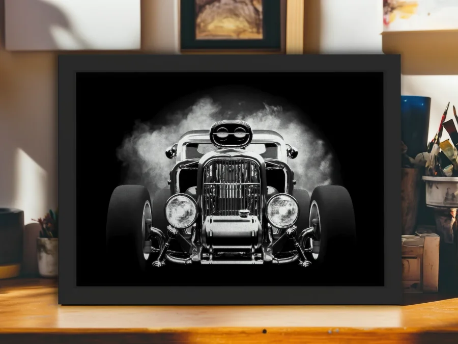 🏁 Картина на холсте Ретро хот-род в раме