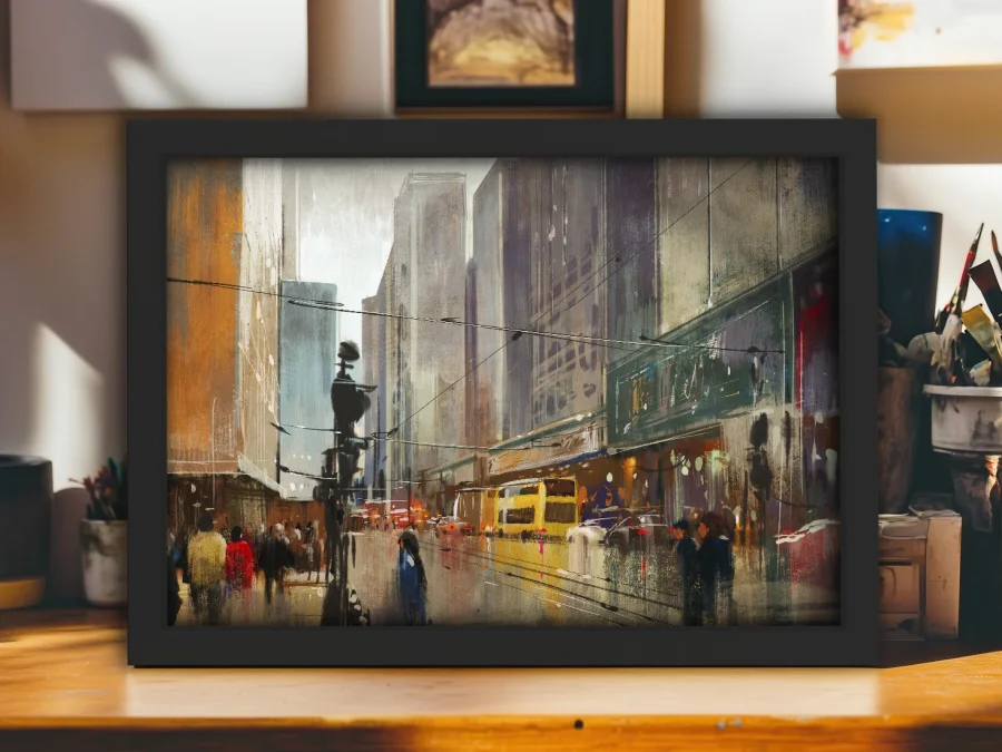 🏙️ Картина Огни мегаполиса в белой раме