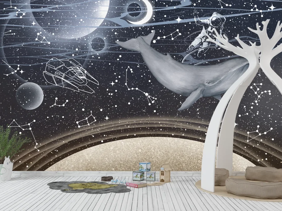🚀 Фотообои «Космос с китом и астронавтом»