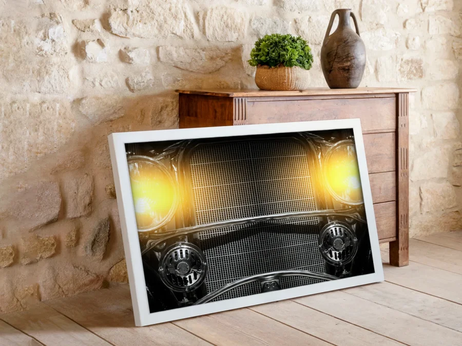 🚘 Tablou transport faruri auto retro în ramă