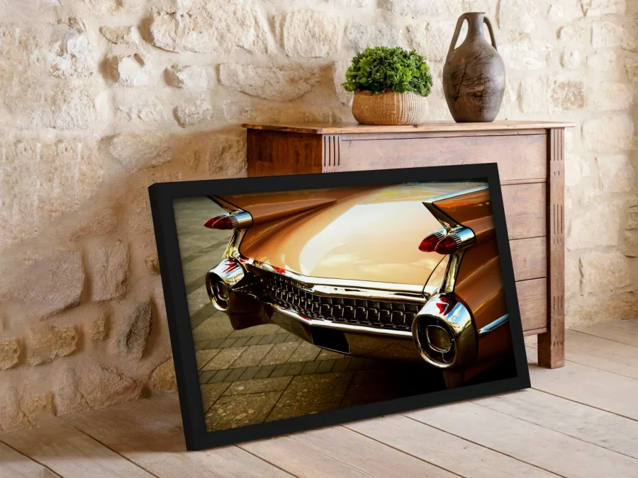 🚗 Картина Хвосты ретро Cadillac в раме на холсте