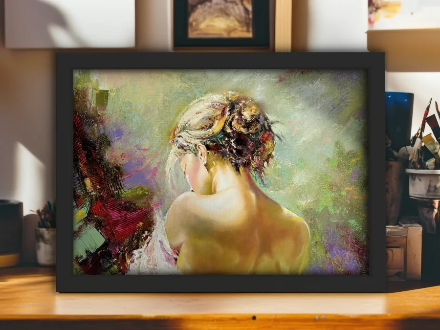 🌸 Tablou pe pânză Siluetă feminină cu ramă