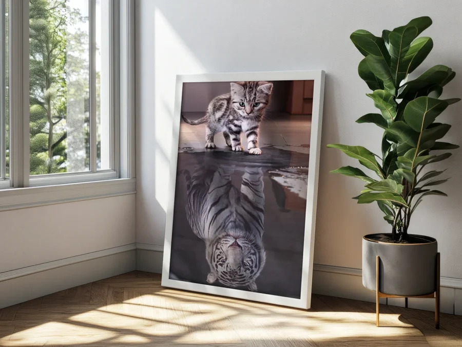 🐱 Котёнок с отражением тигра в раме
