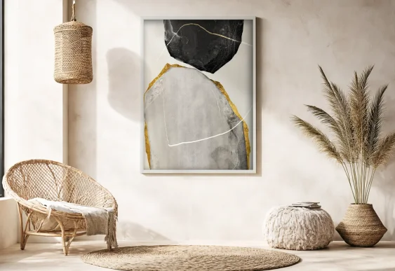 🌄 Абстрактный пейзаж с солнцем и горами