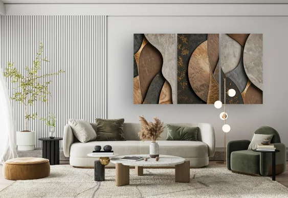 🟤 Модульная картина абстракция с природными текстурами