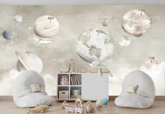 🪐 Фотообои «Детская вселенная с планетами»