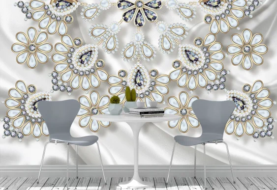 Фотообои с 3D эффектом - Шелк с украшениями_8