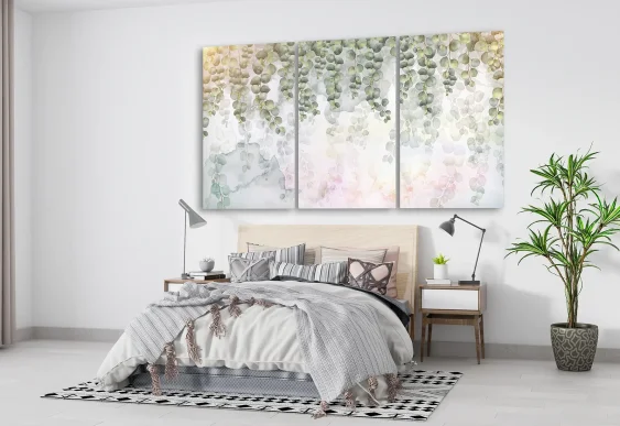 🌿 Модульная картина нежные ветви эвкалипта на холсте