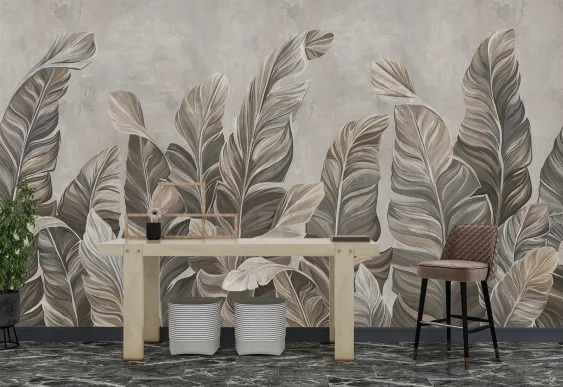 🍂 Фотообои «Тёплые бежево-коричневые листья в стиле модерн»