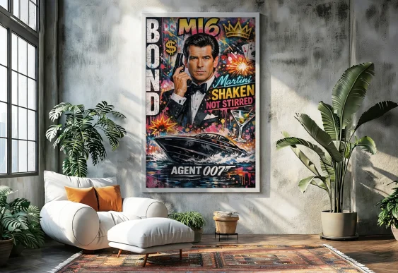 🔫 Tablou James Bond 007 cu barcă și armă
