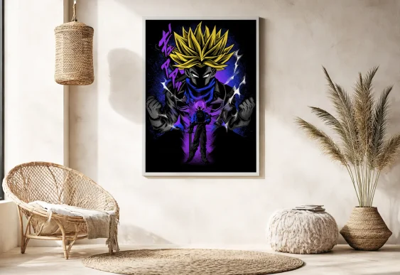 🌅 Tablou în ramă siluetă samurai cu soare roșu