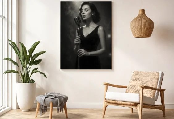 🎨 Tablou Portret de Femeie în Acuarelă cu flori pe pânză