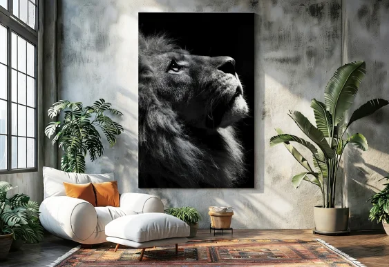 🦁 Картина Львенок и Отражение Льва на холсте