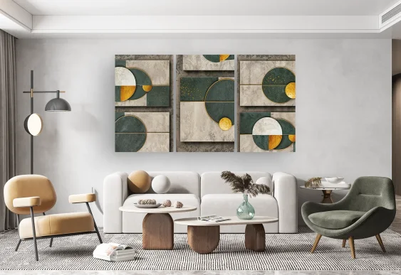 🟠 Модульная картина геометрия круги и линии на холсте