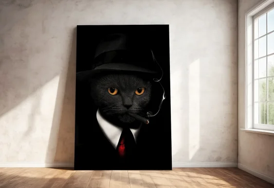 🦁 Картина Львенок и Отражение Льва на холсте