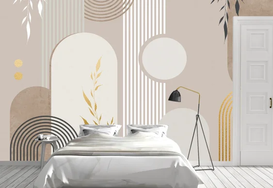 🟤 Фотообои «Геометрия и золото минимализм»