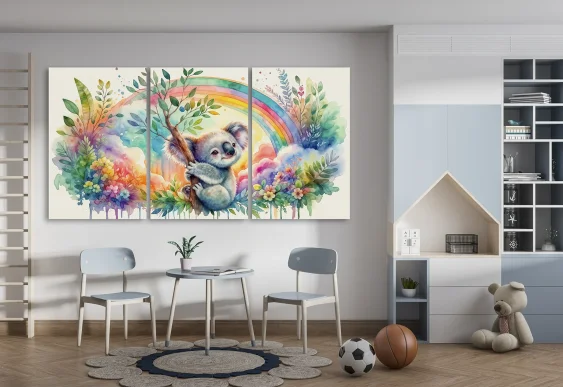 🌈 Модульная картина коала с радугой в ярких красках