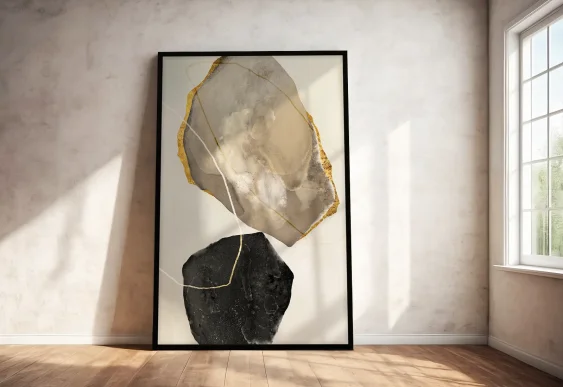 🌿 Абстрактная композиция с листьями и формами