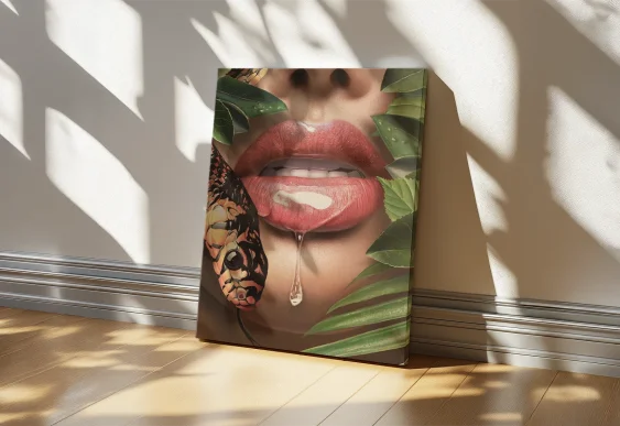 👄 Tablou Ispita Buze și Șarpe pe pânză