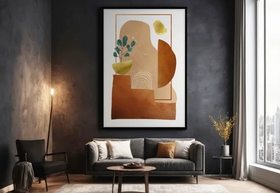 🌿 Абстрактная композиция с листьями и формами