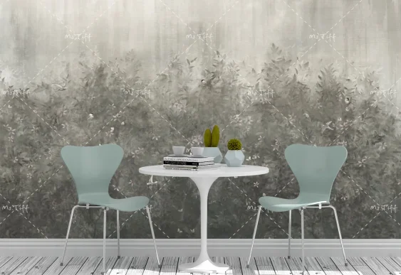 🌿 Фотообои «Лесная дымка с цветами»