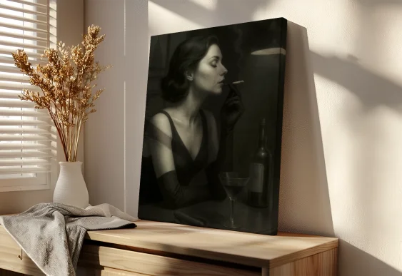 🎬 Картина Девушка в стиле Нуар на холсте
