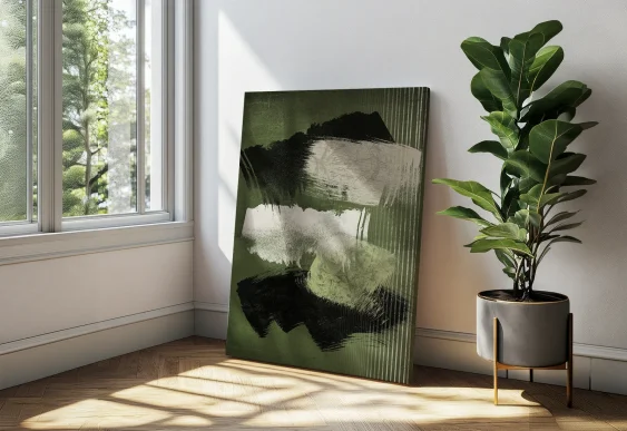 🎨 Tablou Abstracție Tușe Verzi pe pânză